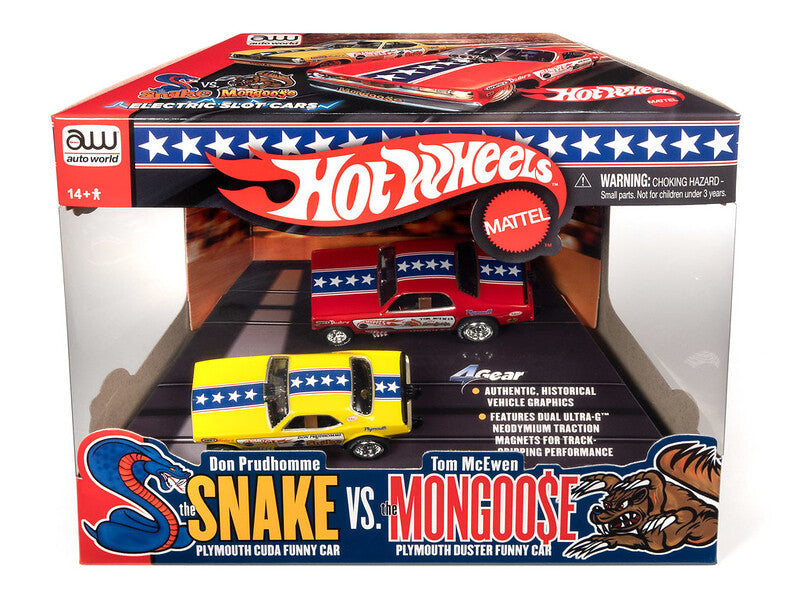 Auto World 4Gear SC2PK001 R1 HOT WHEELS SNAKE & MONGOOSE (2-PACK) HO SLOT CARS