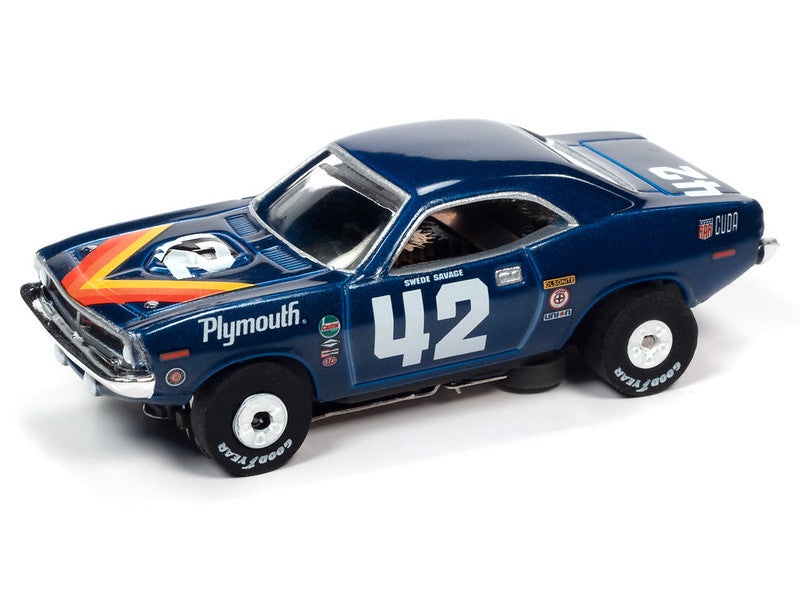 Auto World Thunderjet SC362-2 R32 1970 Plymouth Cuda #42 Swede Savage HO Scale Slot Car