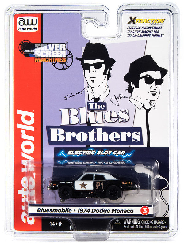 Auto World Xtraction SC372 -3 R36 Blues Brothers Bluesmobile 1974 Dodge Monaco HO Scale Slot Car