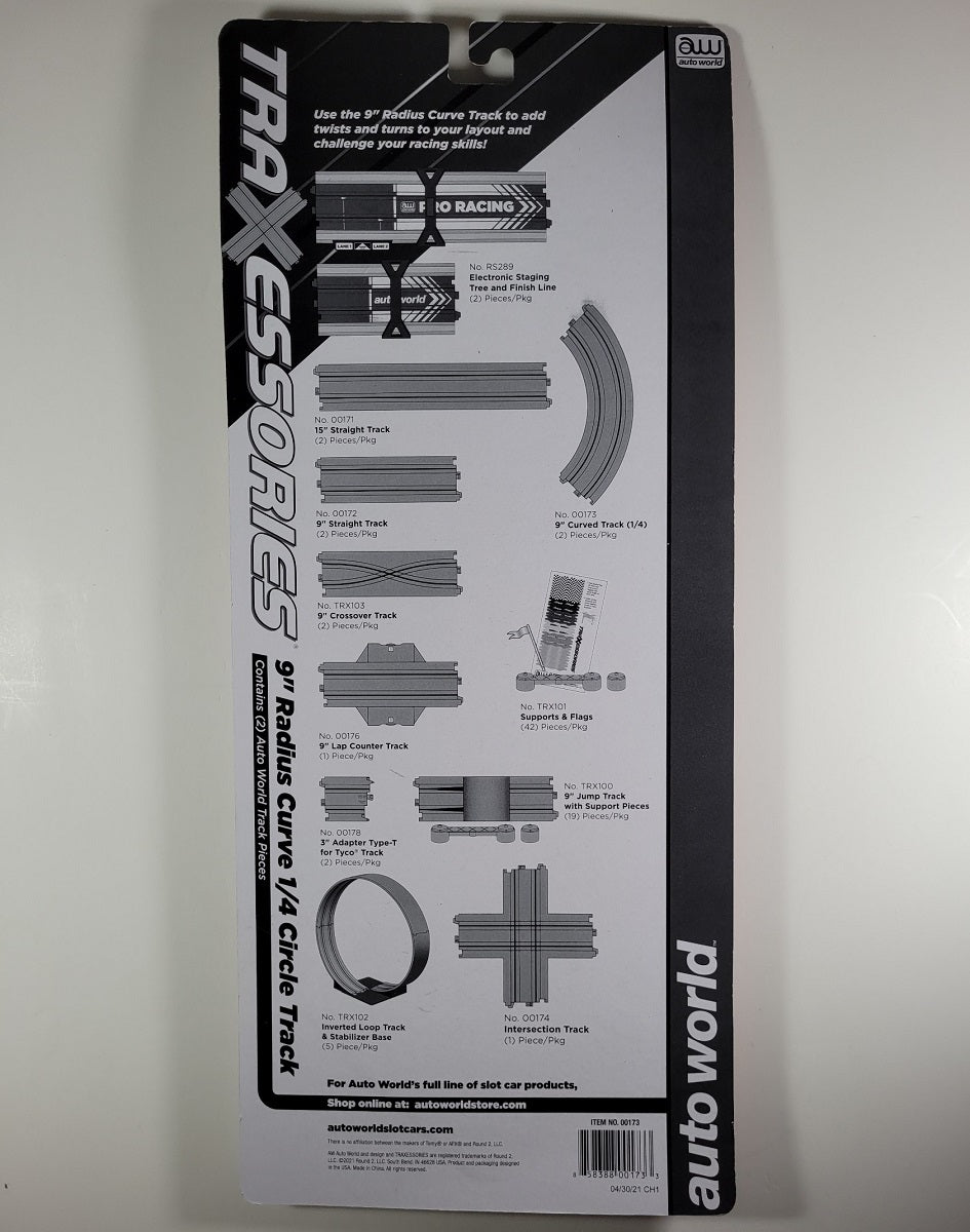 Auto World Track 00173 9" Radius Curve 1/4 Circle Track (2) pieces